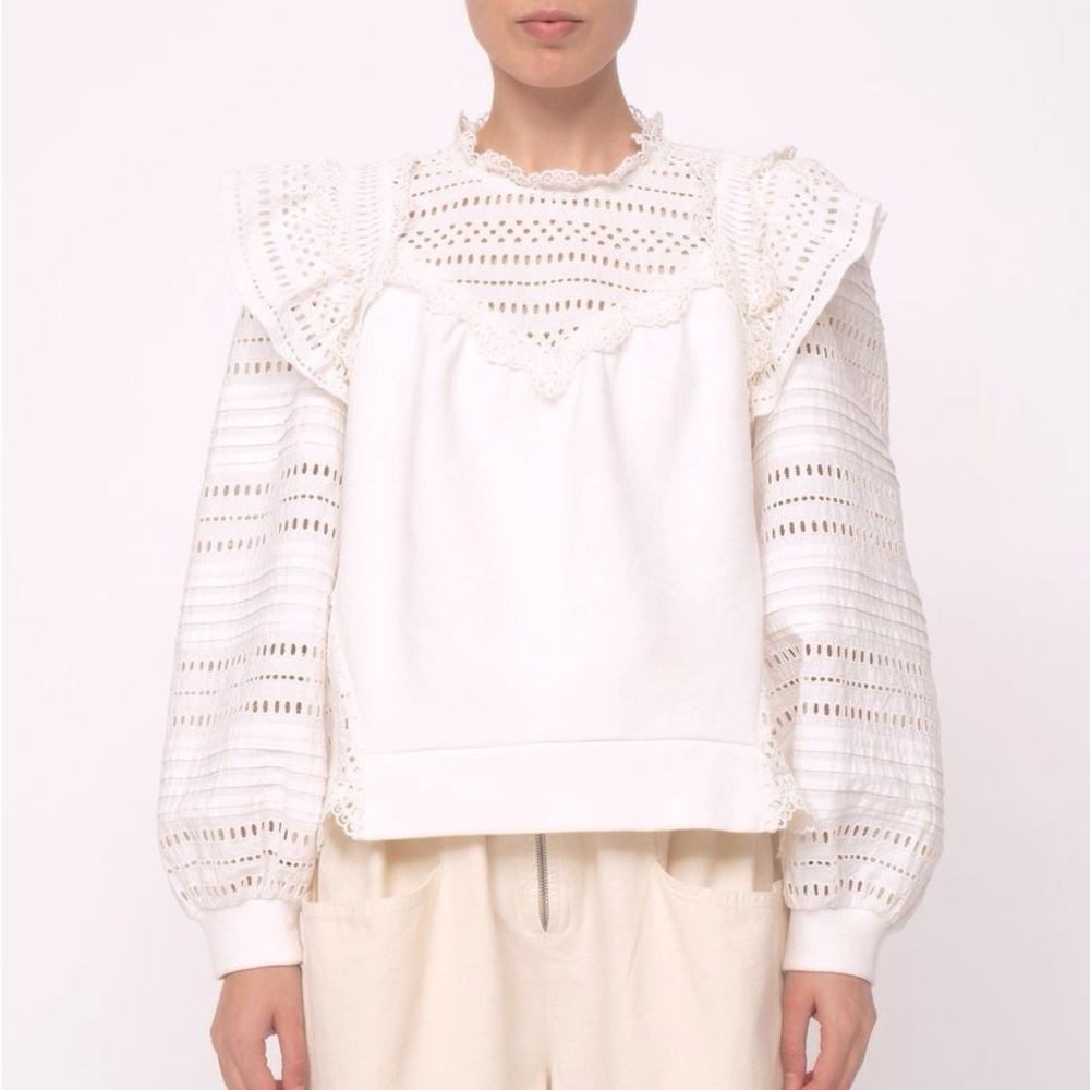 Sea New York White Eyelet Lace Paneled Blouse - Picture 16 of 16